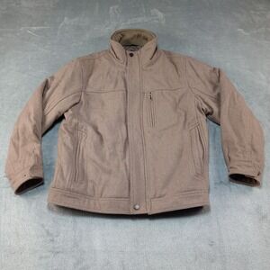 London Fog Bomber Jacket Wool‎ Blend Mens Sz L Beige Brown Heavy Winter Coat